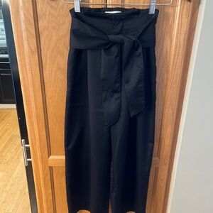 Silk tie waist gaucho crop pants